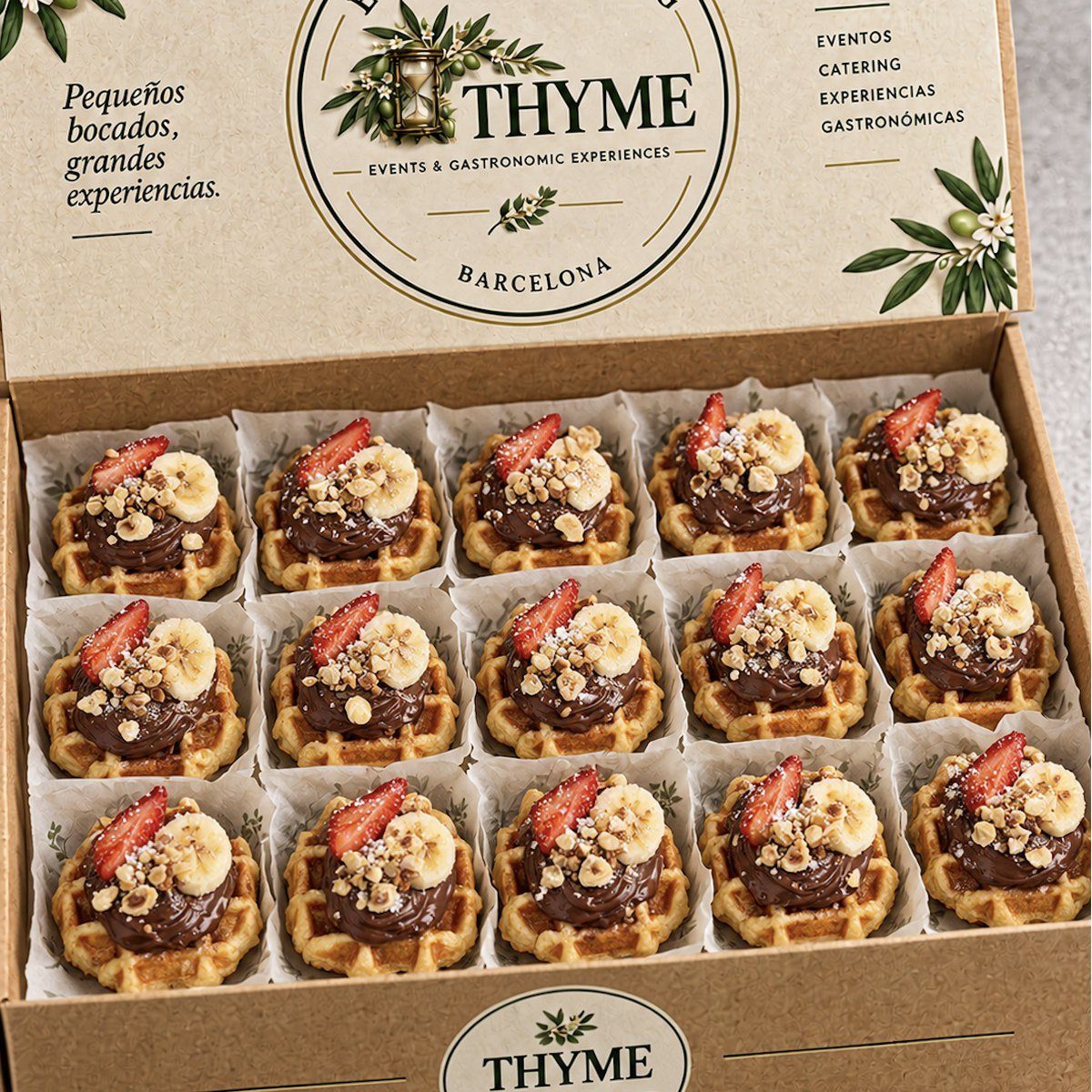 Mini gofres con Nutella, fresa y plátano THYME